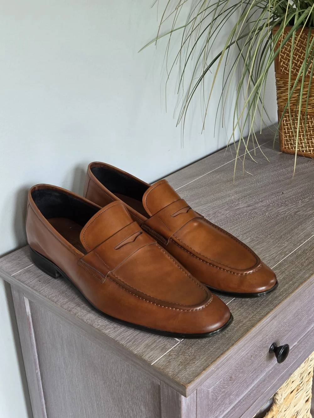 Salvatore Ferragamo Tan Leather Penny Loafers